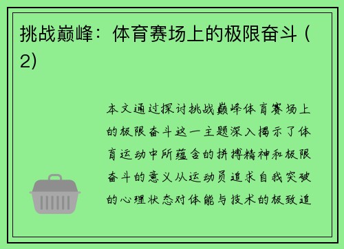 挑战巅峰：体育赛场上的极限奋斗 (2)
